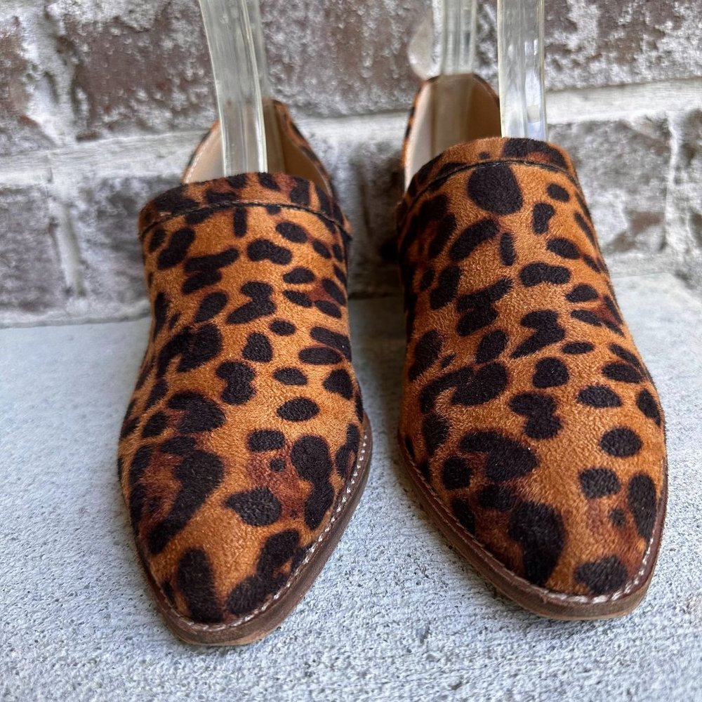 A Rider Girl Cheeta Ankle Boots Size 6 Slip On Ankle V Cut Stacked Leath… - Picture 3 of 12